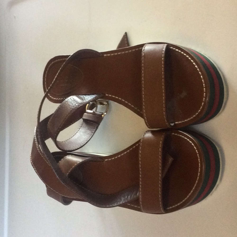 Gucci Leather Wedge Sandals